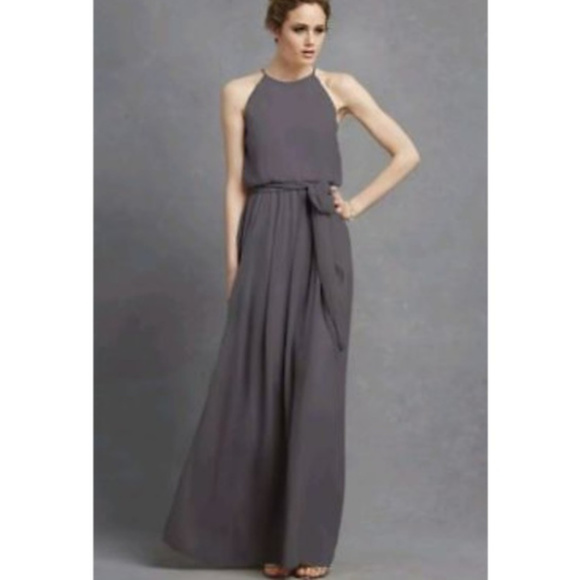 BHLDN Dresses & Skirts - NWT BHLDN Alana grey chiffon maxi dress bridesmaid
